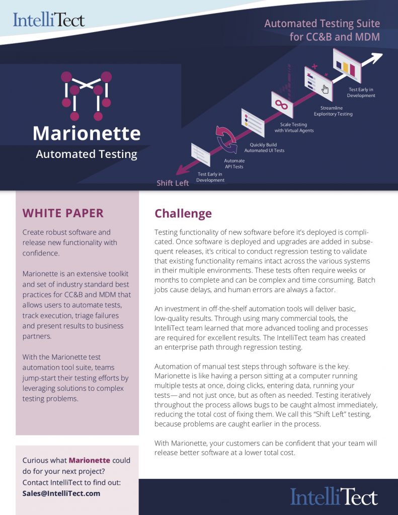 Marionette is an automated testing suite for CC&B and MDM projects