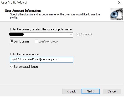 Windows 10 and AAD: Make sure the domain is correct