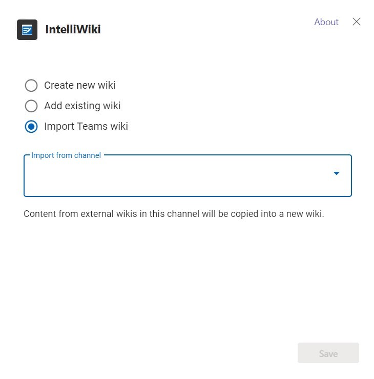 IntelliWiki import default teams wiki