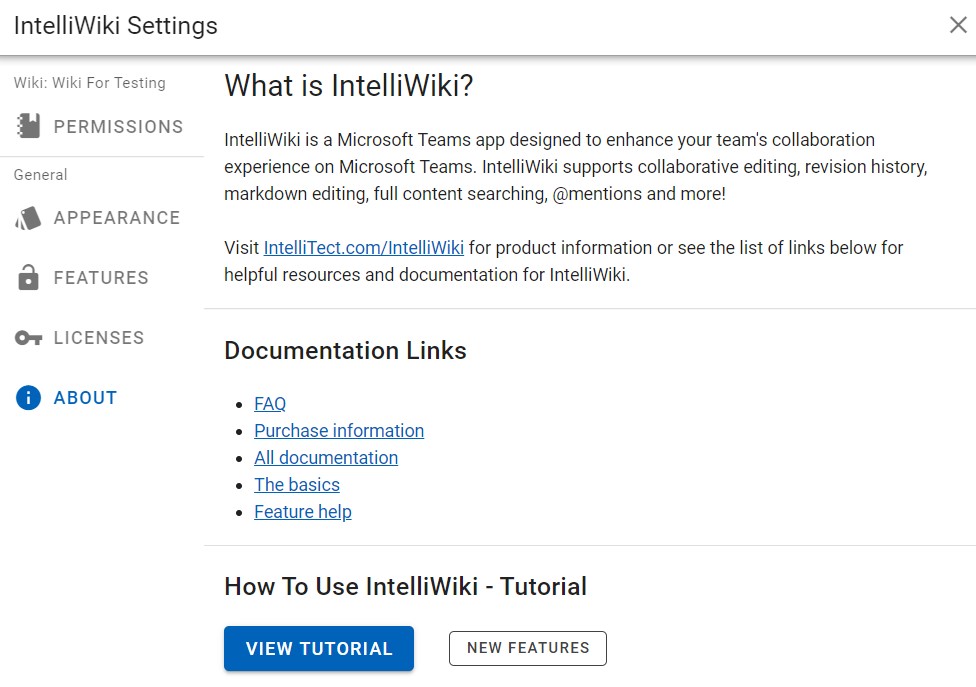 IntelliWIki about tab