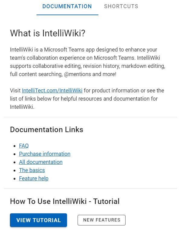 IntelliWIki help documentation